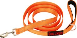 BullHug Padded Nylon Dog Leash, Small: 6-ft long, 1-in wide, Neon Orange