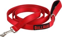 BullHug Padded Nylon Dog Leash, Small: 6-ft long, 1-in wide, Red