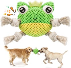 FUUFOME Knotted Frog Rope & Plush Dog Toy