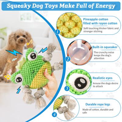 Show full view: FUUFOME Knotted Frog Rope & Plush Dog Toy slide 2 of 4