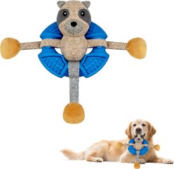 FUUFOME Durable 2-in-1 Rubber Frisbee & Plush Raccoon Dog Toy