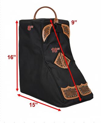 Show full view: Tahoe Tack Durango Premium Padded Waterproof Nylon Western Boot Carry Bag, 15 x 9 x 18-in, Brown slide 2 of 7