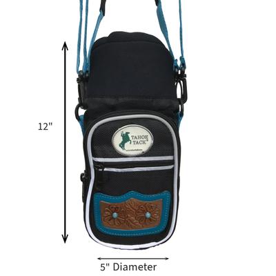 Show full view: Tahoe Tack Turquoise Flower 1680D Nylon Water Bottle Storage Bag with Shoulder Straps, Black, 64-oz slide 6 of 7
