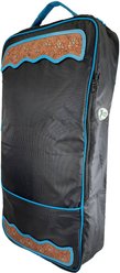 Tahoe Tack Turquoise Flower 1680D Nylon Front Opening Bridle Bag with Hand Tooled Leather Accents, Black