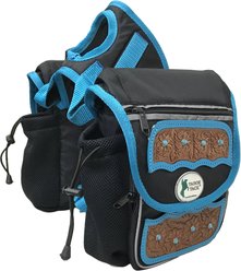 Tahoe Tack Turquoise Flower 1680D Nylon Western Horn Storage Bag with Hand Tooled Leather Accents, Black
