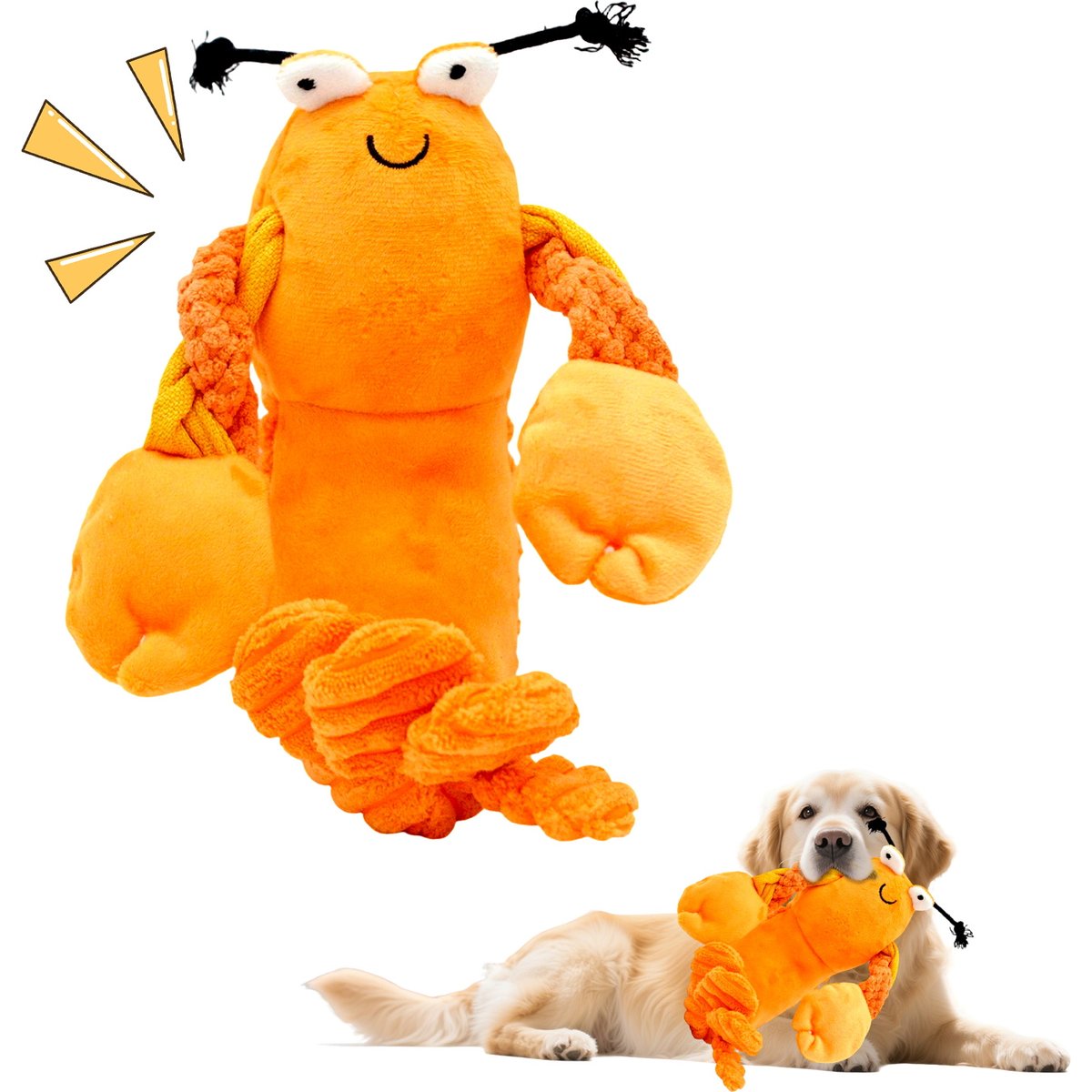 FUUFOME Lobster Squeaky Plush Dog Toy