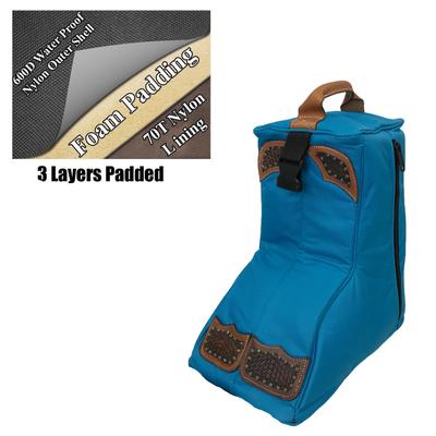 Show full view: Tahoe Tack Durango Premium Padded Waterproof Nylon Western Boot Carry Bag, 15 x 9 x 18-in, Turquoise slide 4 of 6