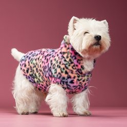 Pebot Leo Faux Fur Dog & Cat Hooded Vest, Rainbow Leopard, 16 slide 2 of 6