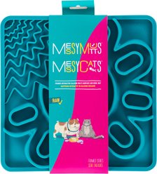 Messy Mutts Rigid Frame Silicone Multi-Surface Dog Lick Mat, Blue, 9.5 x 9.5-in