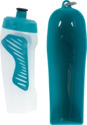 Messy Mutts Travel Stainless Steel Dog Water Bottle with Flip Up & Removable Bowl, Teal, 16-oz slide 2 of 8