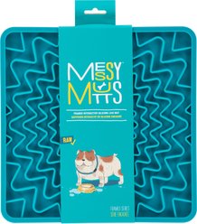 Messy Mutts Rigid Frame Silicone Dog Lick Mat, Blue, 9.5 x 9.5-in