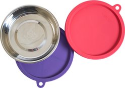 Messy Cats Two Stainless Cat Bowl with Silicone Purple Lids, Watermelon, 1.75-cup, 6 x 1-in, 4 count slide 2 of 7