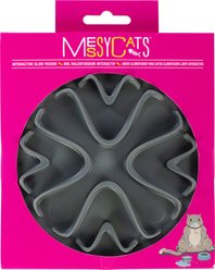 Messy Cats Interactive Wet & Dry Non-Skid Polypropylene Cat Bowl Slow Feeder with Suction Cups, Cool Grey, 1-cup, 6-in