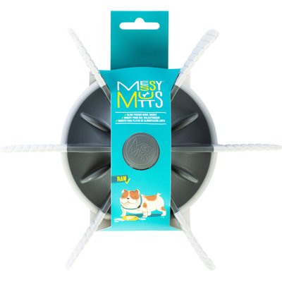 Messy Mutts Messy Mutts Non-Skid Polypropylene Slow Feeder Dog Bowl Insert with Suction, Cool Grey, 7.5 x 2-in