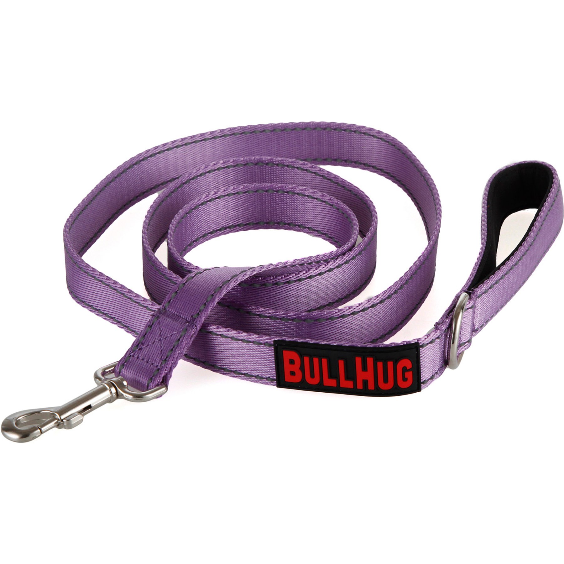 BullHug Padded Nylon Dog Leash, Lavender, 6-ft long, 1-in wide