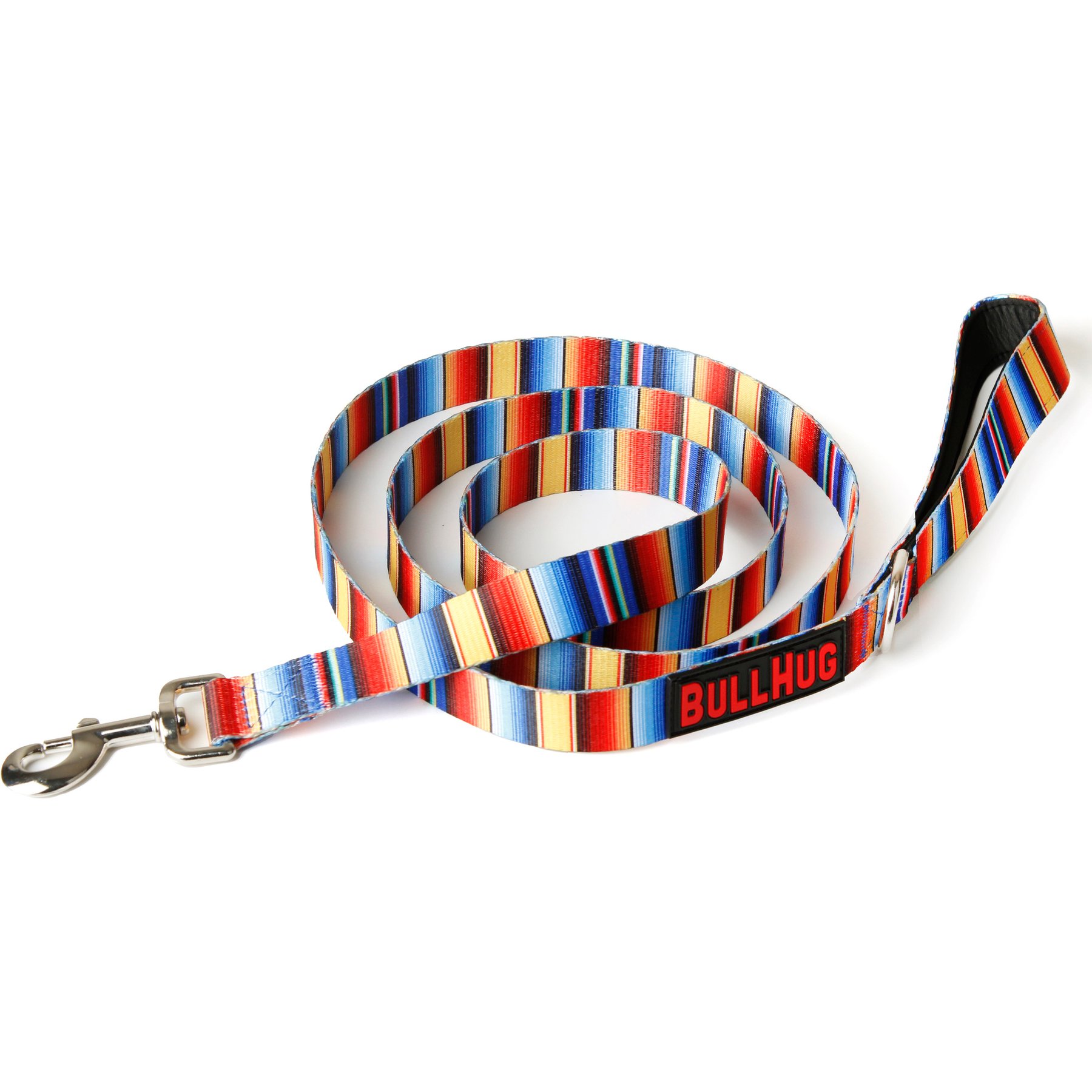 BullHug Padded Nylon Dog Leash, Fiesta, 6-ft long, 1-in wide