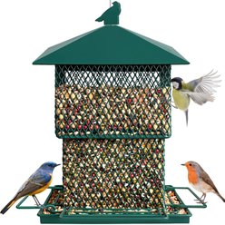 Decflow Metal 6.5-lb Capacity Hanging Chew-Proof & Water Resistant Bird Feeder, Green