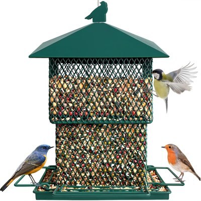 Decflow Decflow Metal 6.5-lb Capacity Hanging Chew-Proof & Water Resistant Bird Feeder, Green