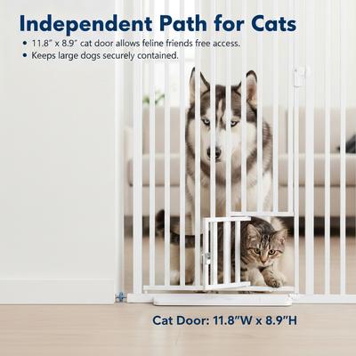 Show full view: MALOROY 78-in Extra Tall Dog & Cat Gate with Door, White slide 6 of 8