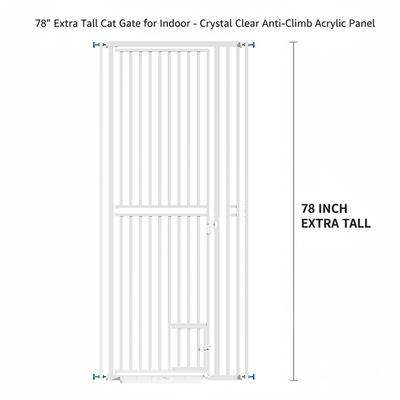 Show full view: MALOROY 78-in Extra Tall Dog & Cat Gate with Door, White slide 2 of 8