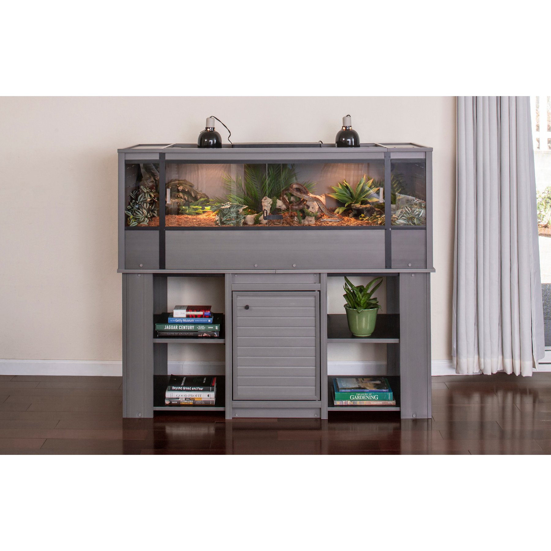 New Age Pet ECOFLEX 150g Reptile Enclosure with Matching Cabinet Stand Set in Grey