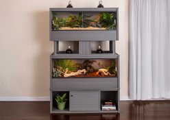 New Age Pet ECOFLEX Two 120g Reptile Enclosures Setup with Low Boy Stand, Grey