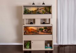 New Age Pet ECOFLEX Two 120g Reptile Enclosures Setup with Low Boy Stand, Maple