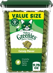 Greenies Feline Catnip Flavor Adult Natural Dental Cat Treats, 9.75-oz tub