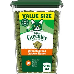 Greenies Feline Oven Roasted Chicken Flavor Adult Natural Dental Cat Treats, 9.75-oz tub