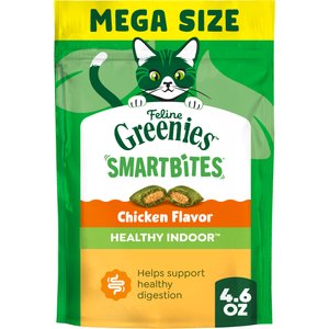 Greenies Feline SmartBites Healthy Indoor Natural Chicken Flavor Soft & Crunchy Adult Cat Treats, 4.6-oz bag