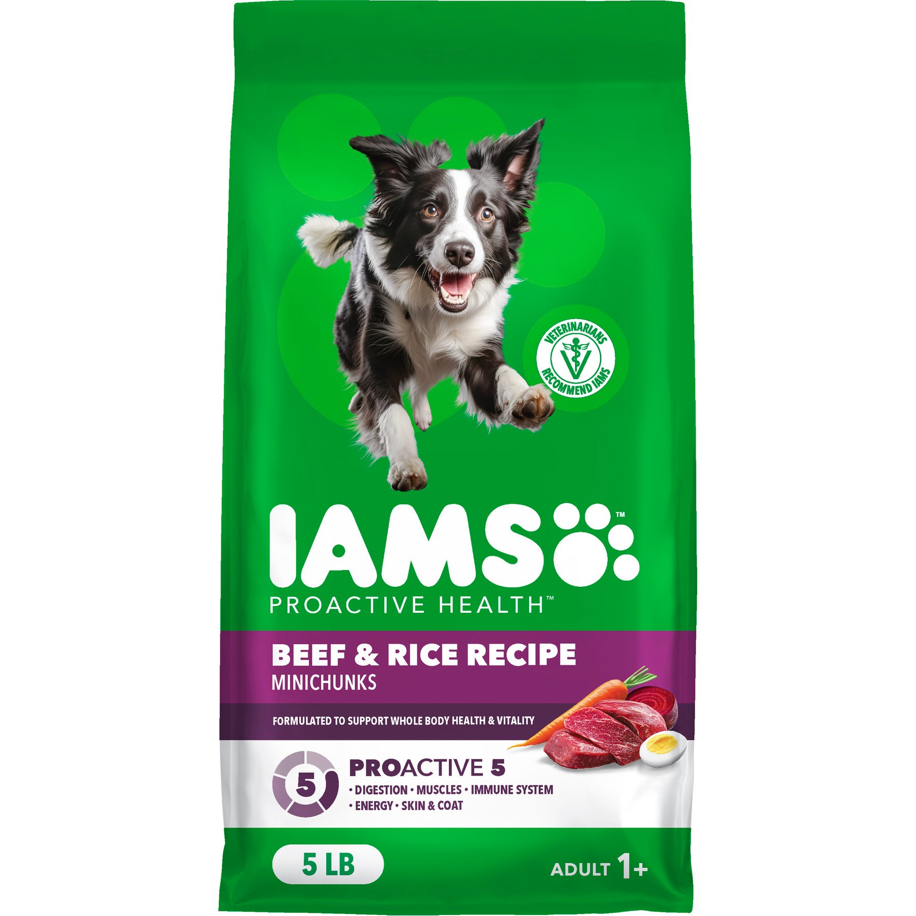 Iams Proactive Health Minichunks Adult Beef & Rice Recipe Dry Dog Food, 5-lb bag