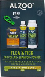 ALZOO 3-in-1 Flea & Tick Dog Infestation Bundle of Collar, Shampoo & Powder