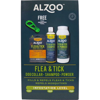 ALZOO ALZOO 3-in-1 Flea & Tick Dog Infestation Bundle of Collar, Shampoo & Powder