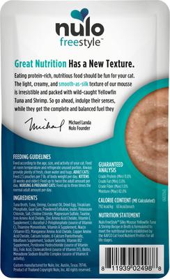 Show full view: Nulo Freestyle Silky Mousse Tuna & Shrimp Recipe Grain-Free Wet Cat Food, 2.8-oz, case of 24 slide 10 of 11