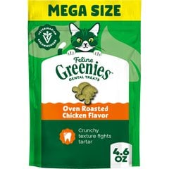Greenies Feline Oven Roasted Chicken Flavor Adult Natural Dental Cat Treats, 4.6-oz bag