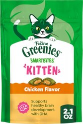 Greenies Smartbites Kitten Chicken Flavor Cat Crunchy Treat, 2.1-oz pouch