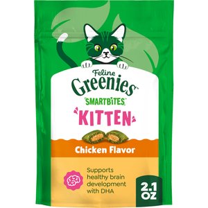 Greenies Smartbites Kitten Chicken Flavor Cat Crunchy Treat, 2.1-oz pouch