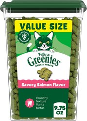 Greenies Feline Savory Salmon Flavor Adult Natural Dental Cat Treats, 9.75-oz tub