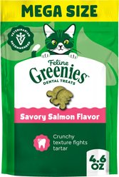 Greenies Feline Savory Salmon Flavor Adult Natural Dental Cat Treats, 4.6-oz bag