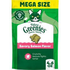 Greenies Feline Savory Salmon Flavor Adult Natural Dental Cat Treats, 4.6-oz bag