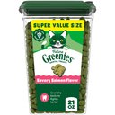 Greenies Feline Savory Salmon Flavor Adult Natural Dental Cat Treats, 21-oz tub