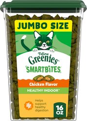 Greenies Feline SmartBites Healthy Indoor Natural Chicken Flavor Soft & Crunchy Adult Cat Treats, 16-oz ...