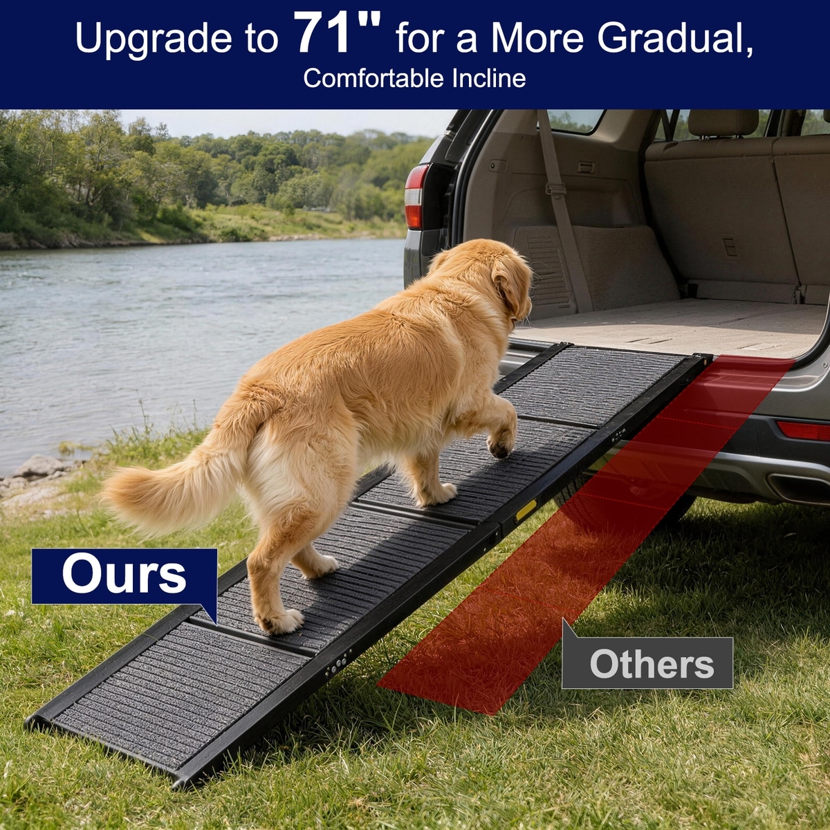 Moe Ramp INVENHO 71-in Portable Aluminum Dog Ramp for Car with Non-Slip Rug ...