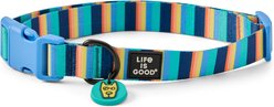 LIFE IS GOOD Stripey Rocket Dog Collar, Multicolor, Medium: 12 to 18-in neck, 1-in wide