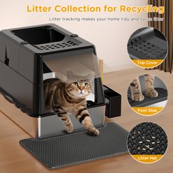 Mutrelenx Modular Design Covered Cat Litter Box with Lid & Mat, XX-Large: 27.5 x 19.7 x 19.3-in, Black slide 2 of 7