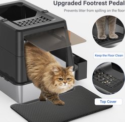 Aphyxen Covered Cat Litter Box with Lid & Mat, XX-Large: 27.5 x 19.7 x 19.3-in, Black slide 2 of 8