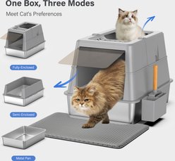 Aphyxen Covered Cat Litter Box with Lid & Mat, XX-Large: 27.5 x 19.7 x 19.3-in, Grey slide 2 of 8