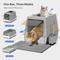 Show in main carousel: Aphyxen High Sided Covered Stainless Steel Cat Litter Box with Lid & Mat, XX-Large: 27.5 x 19.7 x 19.3-in, Grey slide 7 of 8