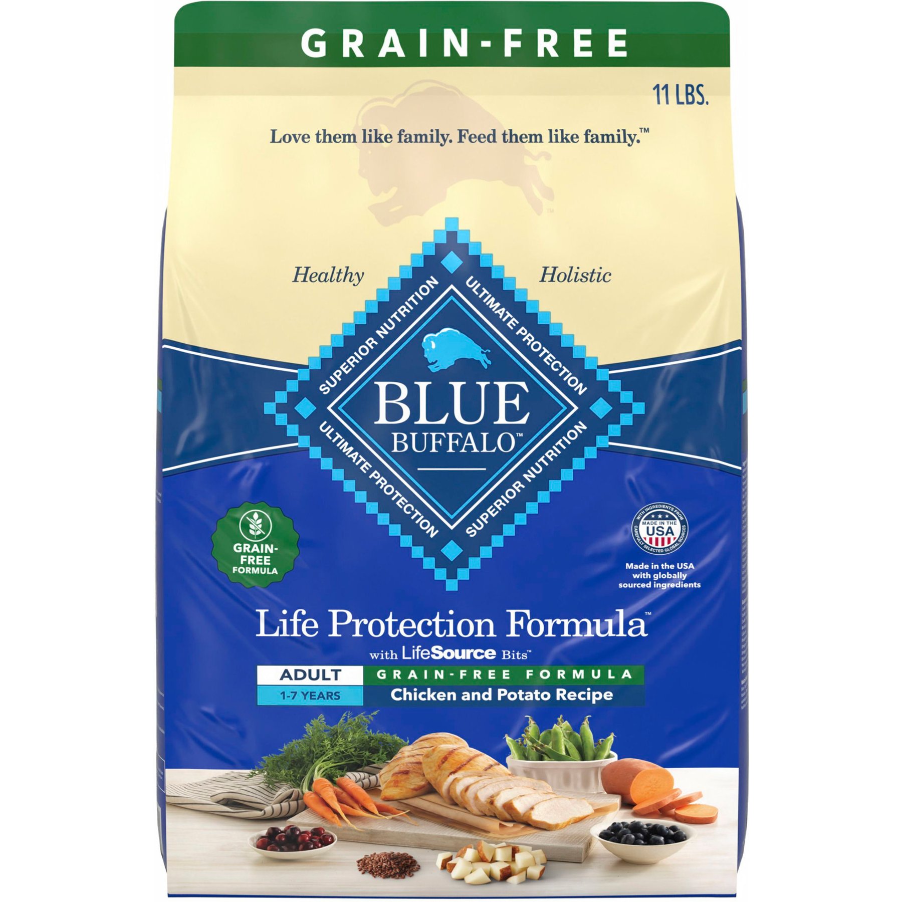 Blue Buffalo Life Protection Formula Natural Grain-Free Chicken & Potatoes Dry Dog Food, 11-lb bag