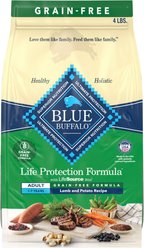 Blue Buffalo Life Protection Formula Natural Grain-Free Lamb & Potatoes Dry Dog Food, 4-lb bag